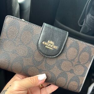 Coach Brown and Black Signature Wallet